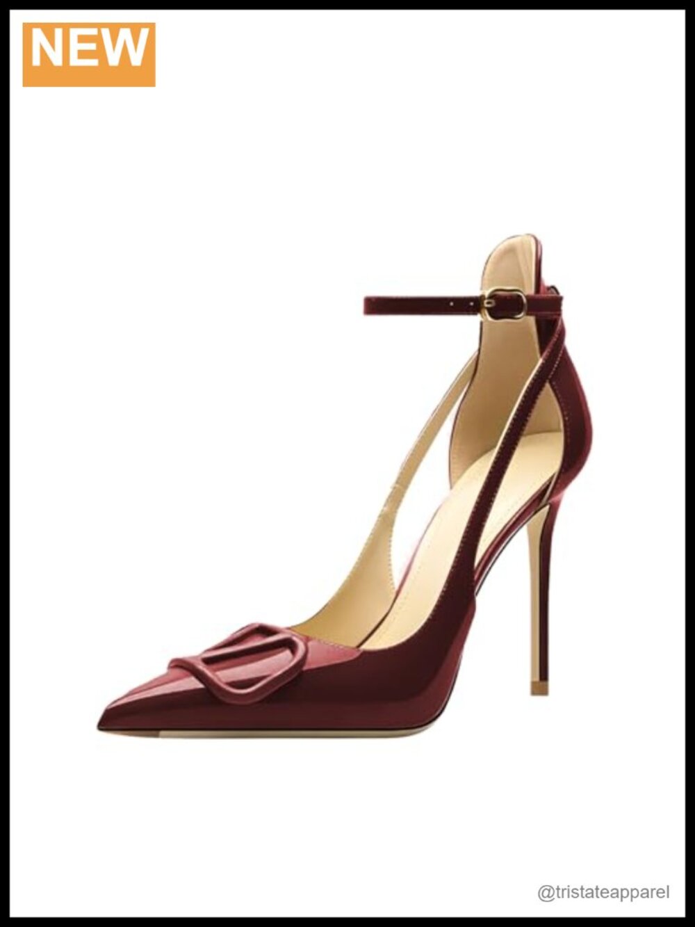 Women's Pointed Toe Strappy High Heel Stiletto Pumps 3.9 Inch Heel